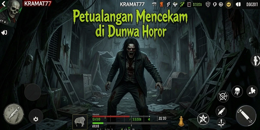 Gameplay KRAMAT77 yang menegangkan dengan suasana mencekam.